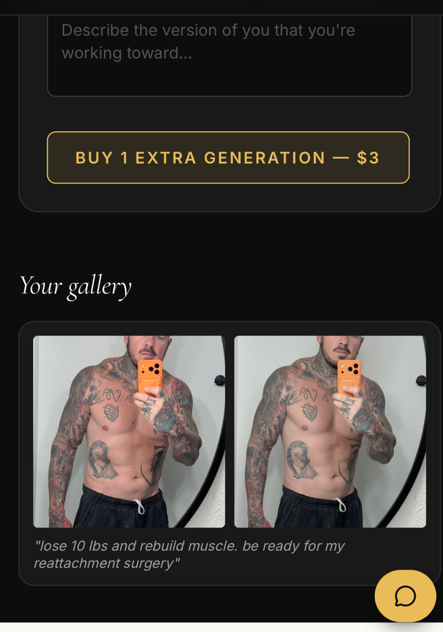 Forget The Gym app — Future You goal visualization screen